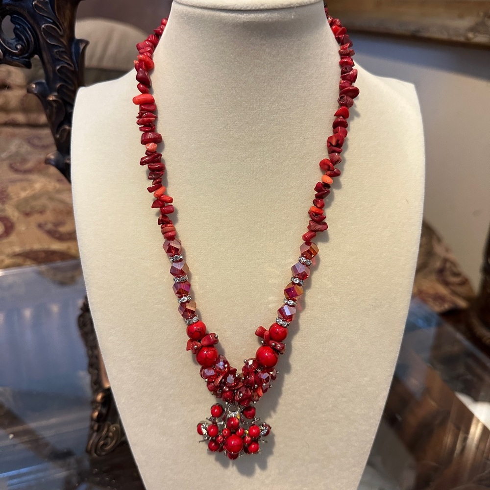 Elegant Red Beaded Necklace